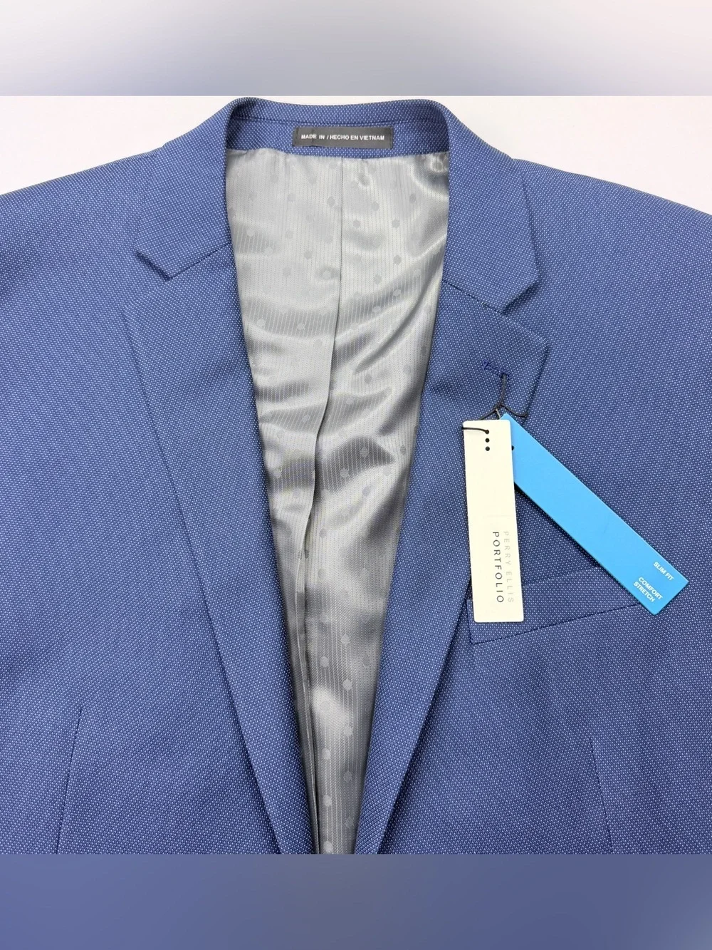 Perry Ellis Portfolio Men's Royal Blue Two-Button Suit, NWT